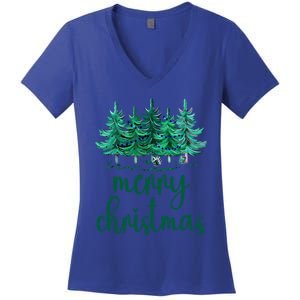 Merry Christmas Pink Christmas Tree Santa Xmas Gift Women's V-Neck T-Shirt