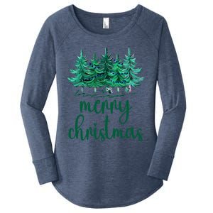 Merry Christmas Pink Christmas Tree Santa Xmas Gift Women's Perfect Tri Tunic Long Sleeve Shirt