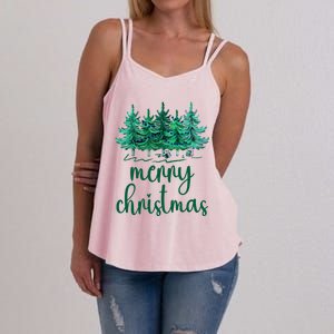 Merry Christmas Pink Christmas Tree Santa Xmas Gift Women's Strappy Tank