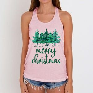 Merry Christmas Pink Christmas Tree Santa Xmas Gift Women's Knotted Racerback Tank