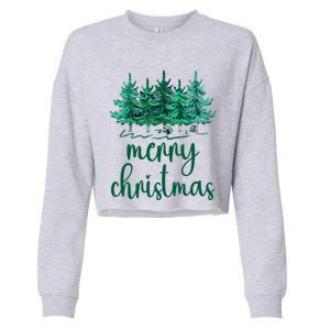 Merry Christmas Pink Christmas Tree Santa Xmas Gift Cropped Pullover Crew