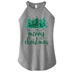 Merry Christmas Pink Christmas Tree Santa Xmas Gift Women's Perfect Tri Rocker Tank