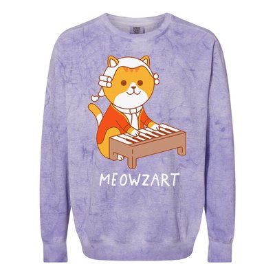 Meowzart Cat Pun Classical Music Piano Funny Colorblast Crewneck Sweatshirt