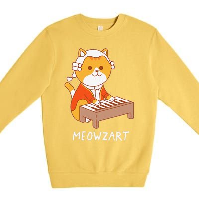 Meowzart Cat Pun Classical Music Piano Funny Premium Crewneck Sweatshirt