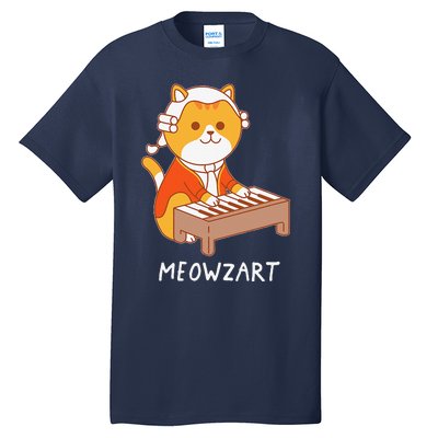 Meowzart Cat Pun Classical Music Piano Funny Tall T-Shirt