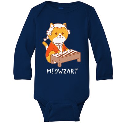 Meowzart Cat Pun Classical Music Piano Funny Baby Long Sleeve Bodysuit