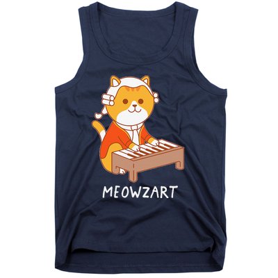 Meowzart Cat Pun Classical Music Piano Funny Tank Top