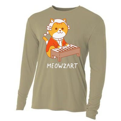 Meowzart Cat Pun Classical Music Piano Funny Cooling Performance Long Sleeve Crew