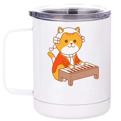 Meowzart Cat Pun Classical Music Piano Funny 12 oz Stainless Steel Tumbler Cup