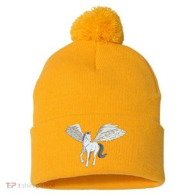 Mythical Creature Pegasus Pom Pom 12in Knit Beanie