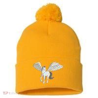 Mythical Creature Pegasus Pom Pom 12in Knit Beanie