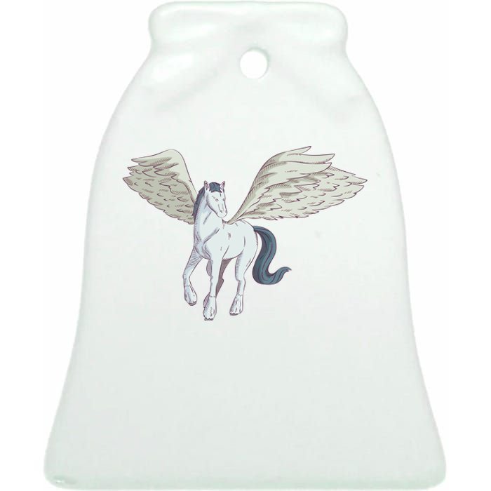 Mythical Creature Pegasus Ceramic Bell Ornament