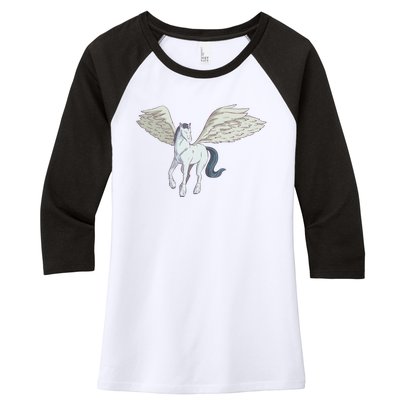 Mythical Creature Pegasus Women's Tri-Blend 3/4-Sleeve Raglan Shirt