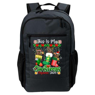 My Christmas Pajama Gift Santa Yorkshire Terriers In Socks Gift Daily Commute Backpack