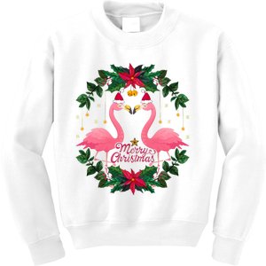 Merry Christmas Pink Flamingo Kids Sweatshirt