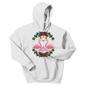 Merry Christmas Pink Flamingo Kids Hoodie