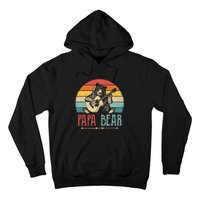 Mens Cute Papa Bear Vintage Father's Day Retro Dad Guitar Hoodie