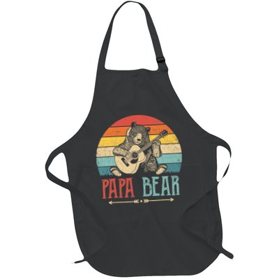 Mens Cute Papa Bear Vintage Father's Day Retro Dad Guitar Apron
