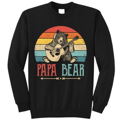 Mens Cute Papa Bear Vintage Father's Day Retro Dad Guitar Sweatshirt