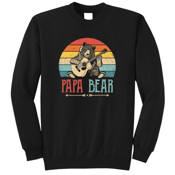 Mens Cute Papa Bear Vintage Father's Day Retro Dad Guitar Sweatshirt