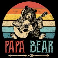 Mens Cute Papa Bear Vintage Father's Day Retro Dad Guitar Bucket Hat