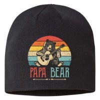 Mens Cute Papa Bear Vintage Father's Day Retro Dad Guitar Sustainable Beanie