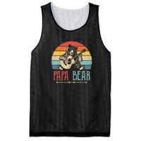 Mens Cute Papa Bear Vintage Father's Day Retro Dad Guitar Mesh Reversible Basketball Jersey Tank