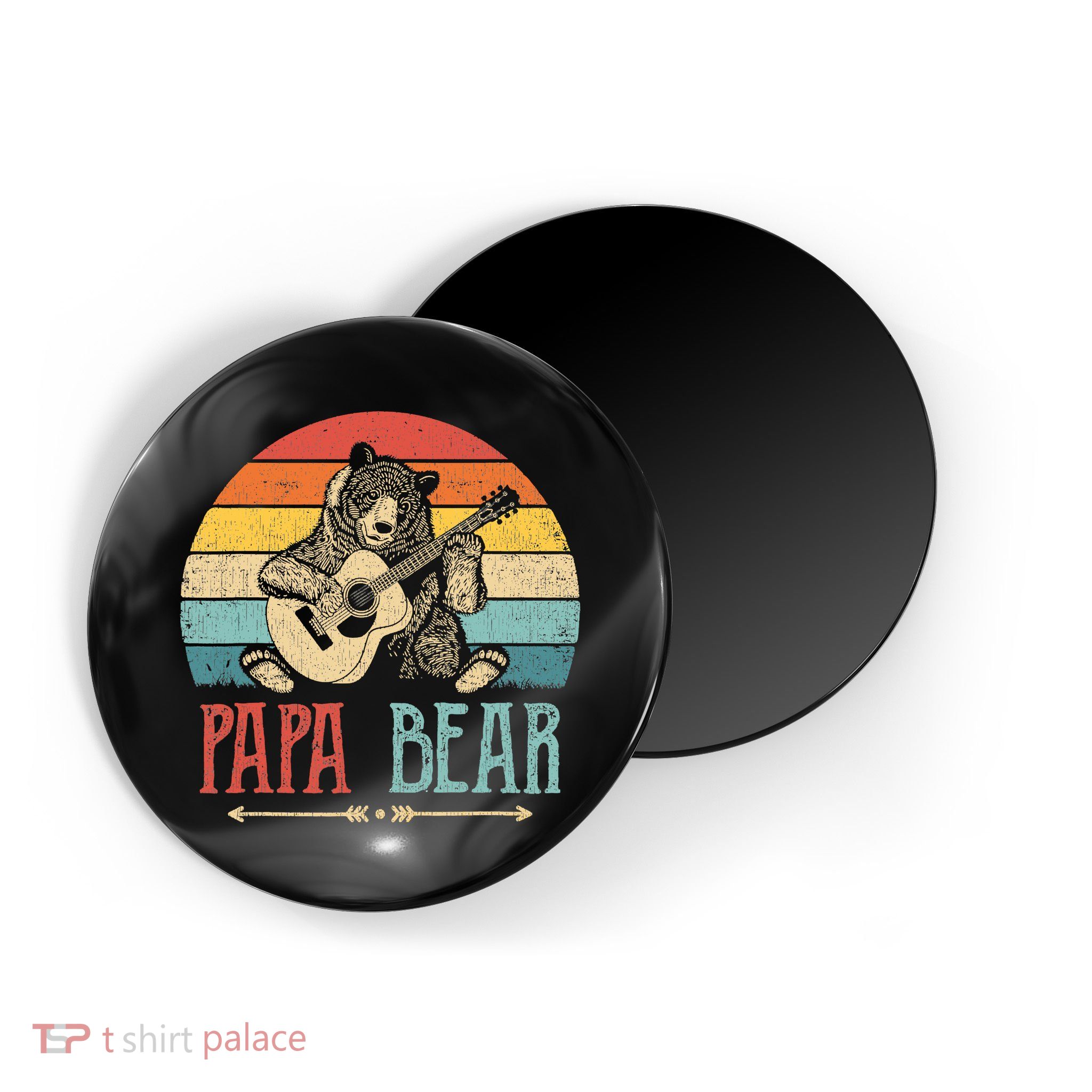 Mens Cute Papa Bear Vintage Father's Day Retro Dad Guitar Magnet