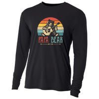 Mens Cute Papa Bear Vintage Father's Day Retro Dad Guitar Cooling Performance Long Sleeve Crew