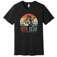 Mens Cute Papa Bear Vintage Father's Day Retro Dad Guitar Premium T-Shirt