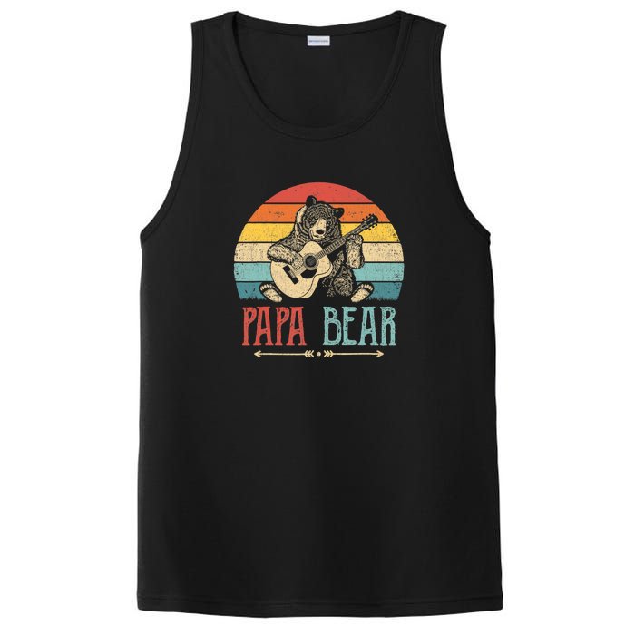 Mens Cute Papa Bear Vintage Father's Day Retro Dad Guitar PosiCharge Competitor Tank