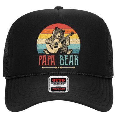 Mens Cute Papa Bear Vintage Father's Day Retro Dad Guitar Trucker Hat