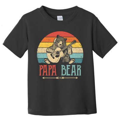 Mens Cute Papa Bear Vintage Father's Day Retro Dad Guitar Toddler T-Shirt