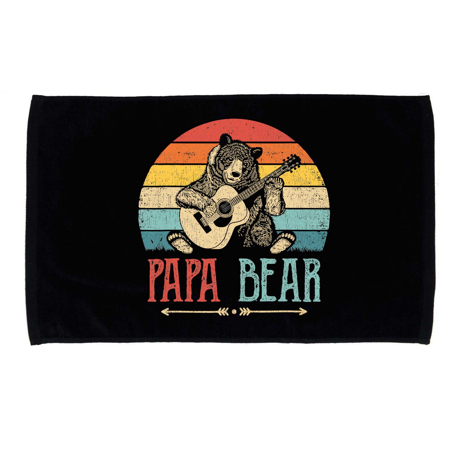 Mens Cute Papa Bear Vintage Father's Day Retro Dad Guitar Microfiber Hand Towel