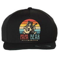 Mens Cute Papa Bear Vintage Father's Day Retro Dad Guitar Wool Snapback Cap