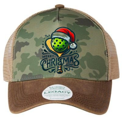 Merry Christmas Pickleball Pickle Ball and Paddle Santa Hat Legacy Tie Dye Trucker Hat