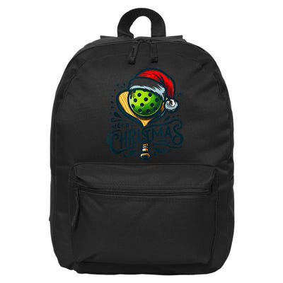 Merry Christmas Pickleball Pickle Ball and Paddle Santa Hat 16 in Basic Backpack