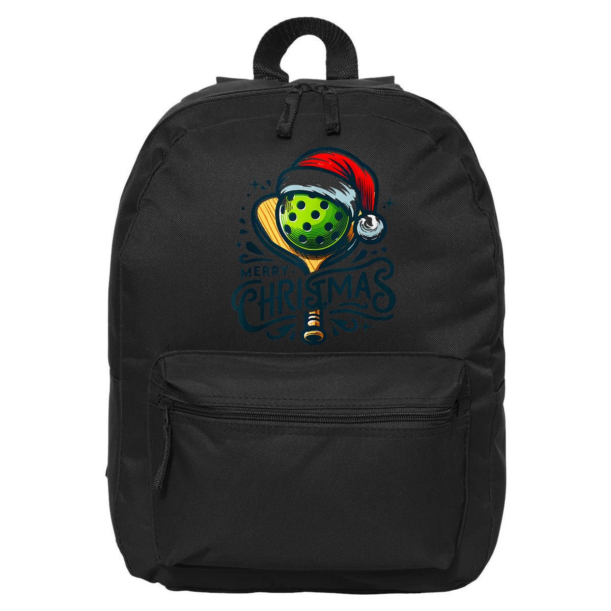 Merry Christmas Pickleball Pickle Ball and Paddle Santa Hat 16 in Basic Backpack
