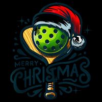 Merry Christmas Pickleball Pickle Ball and Paddle Santa Hat Zip Tote Bag