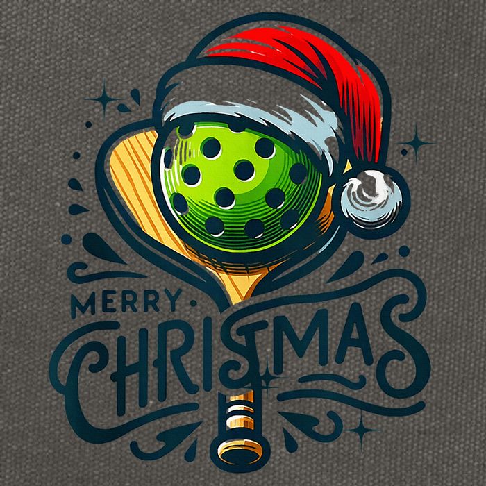 Merry Christmas Pickleball Pickle Ball and Paddle Santa Hat Cotton Canvas Backpack