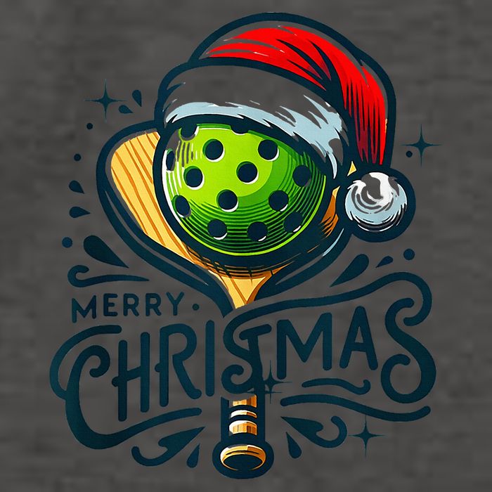 Merry Christmas Pickleball Pickle Ball and Paddle Santa Hat Vector Backpack