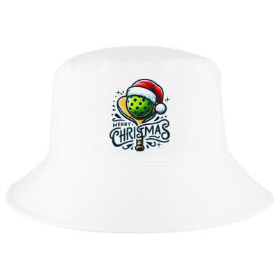 Merry Christmas Pickleball Pickle Ball and Paddle Santa Hat Cool Comfort Performance Bucket Hat