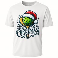 Merry Christmas Pickleball Pickle Ball and Paddle Santa Hat Cooling Performance Crew T-Shirt