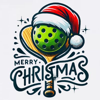 Merry Christmas Pickleball Pickle Ball and Paddle Santa Hat T-Shirt