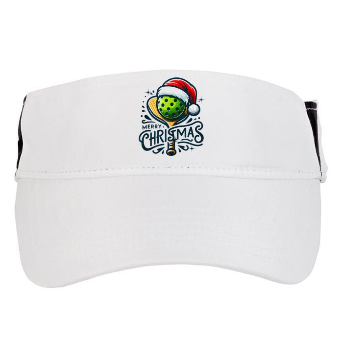 Merry Christmas Pickleball Pickle Ball and Paddle Santa Hat Adult Drive Performance Visor
