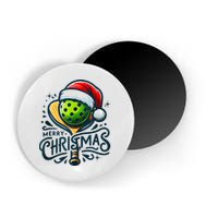 Merry Christmas Pickleball Pickle Ball and Paddle Santa Hat Magnet