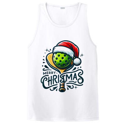 Merry Christmas Pickleball Pickle Ball and Paddle Santa Hat PosiCharge Competitor Tank