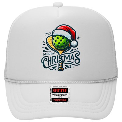 Merry Christmas Pickleball Pickle Ball and Paddle Santa Hat Trucker Hat