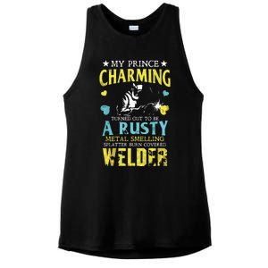 My Charming Prince Is A Welder Welding Gear Welder Wife Premium Ladies PosiCharge Tri-Blend Wicking Tank