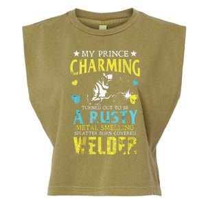 My Charming Prince Is A Welder Welding Gear Welder Wife Premium Garment-Dyed Women's Muscle Tee